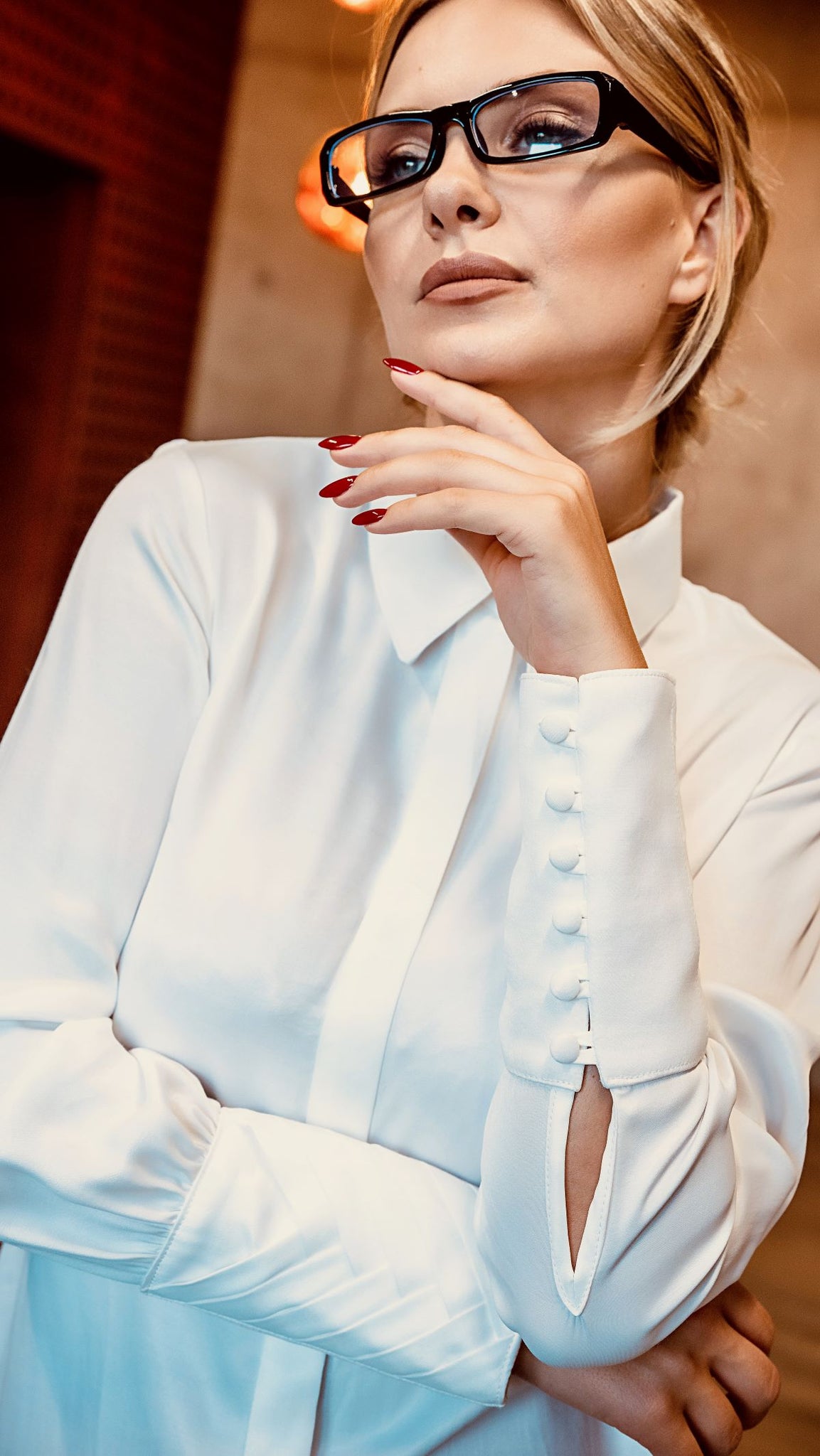 Koszula z mankietem w jodełkę