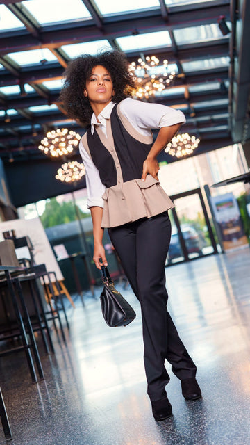 Kamizelka z baskinką / Spodnie / Róża