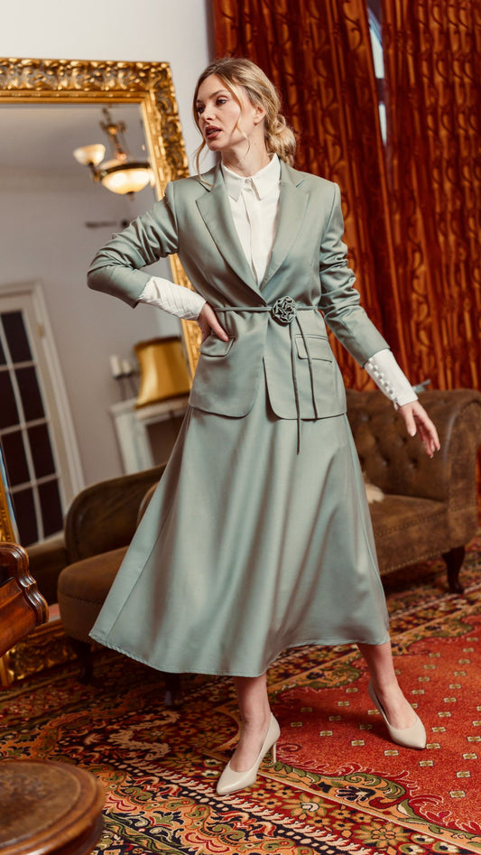 Marynarka / Spódnica / Pasek z różą