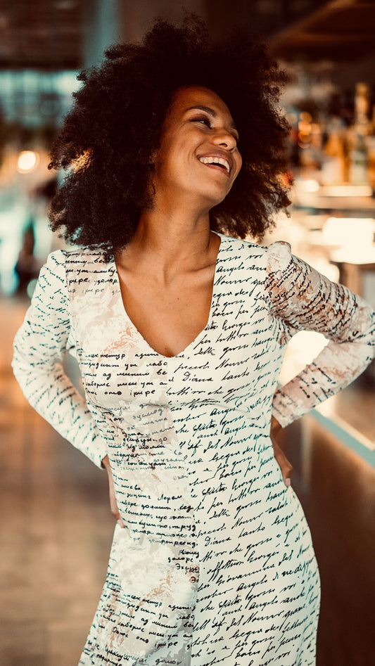 Sukienka midi z dwóch printów